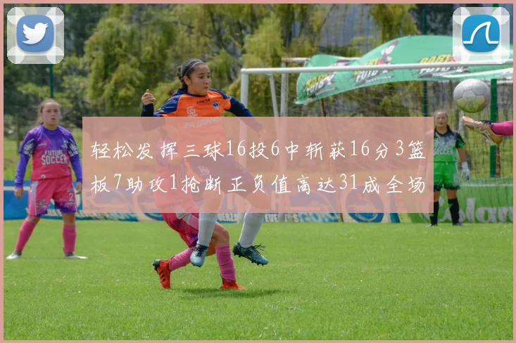 轻松发挥三球16投6中斩获16分3篮板7助攻1抢断正负值高达31成全场最佳